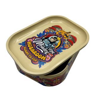 31085D - . Bandeja Metal con Caja 18x14 cm Mushroom