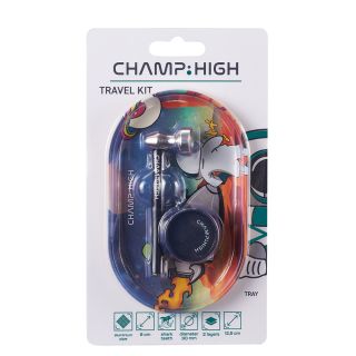 30968B - Bandeja Metal 18x12 cm. Kit Grinder & Pipa Mix Color