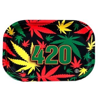 Bandeja Metal 18x14 cm. 420 Rasta Leaves