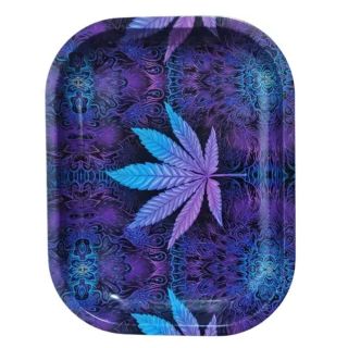 30924B - Bandeja Metal 18x14 cm. Leaf Blue