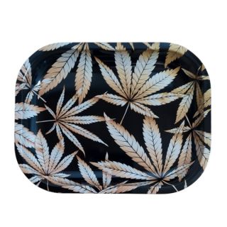 31083D - Bandeja Metal 18x14 cm. Leaf Gold