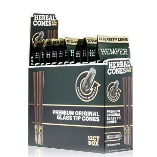 27444C - Blunts  Cones Hemper K.S. & Glass Tips Raw 12x2 ud.