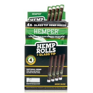27447 - Blunts  Rolls Hemper 1.1/4 & Glass Tips Hemp 12x4 ud.