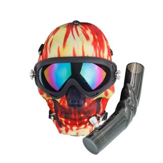 32148C - Bong Acrilico Mascara Gas Skull Flames