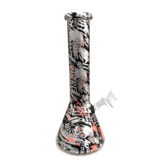 32818B - Bong Cristal Graffiti Carbon Hard 7 mm. 32 cm.