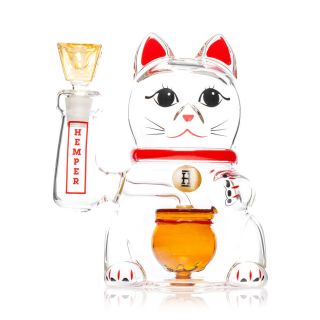 32154B - Bong Cristal Hemper Percolator Lucky Cat XL 18cm.