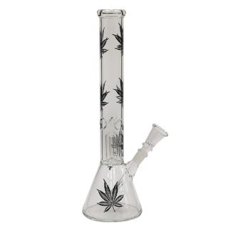 32113 - Bong Cristal Ice Percolator Black Leaves 35 cm.