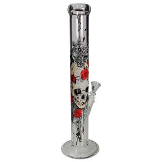 32819 - Bong Cristal Ice Skull & Roses 45 cm.