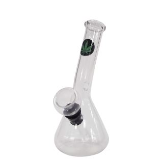 32286 - Bong Cristal Mini  Rasta Leaf Green & Black 13 cm.