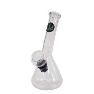 Bong Cristal Mini Rasta Leaf Green & Black 13 cm.