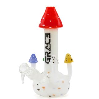 32101B - Bong Cristal Percolator Mushrooms Red 25 cm.