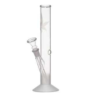 Bong Cristal Recto Hoja Tallada 26 cm.