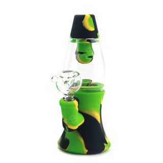 32292B - Bong Hard Silicone & Glass Bowl 18 cm. Green & Black