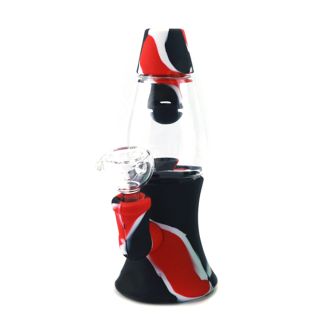 32292A - Bong Hard Silicone & Glass Bowl 18 cm. Red & Black