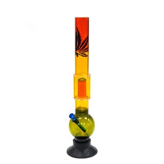 20791 - Bong Plastico Percolator Rasta Black Leaf 40 cm.