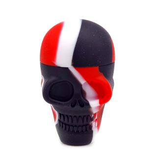 21134B - Bote Silicona 25 ml. Black & Red Skull 35x55 mm. Pack 10 ud.