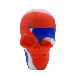 21134D - Bote Silicona 25 ml. Blue & Red Skull 35x55 mm. Pack 10 ud.