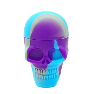 21134 - Bote Silicona 25 ml. Purple & Blue Skull 35x55 mm. Pack 10 ud.