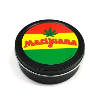 17855 - Caja Metal Redonda Leaf Rasta Marihuana