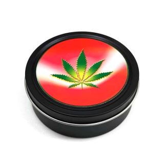 17857 - Caja Metal Redonda Leaf Red