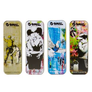 17695B - Cajita Metal Banksy 12x4x2.5 cm. Save Peace Kid Sooldier Kiss 4 ud.
