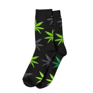 Calcetines Cannabicos Mujer Negro & Verde Leaf
