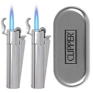 34361D - Clipper   Metal Jet Flame Silver 2 ud.
