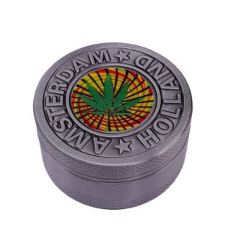 30354B - Grinder Polinizador Metal Cannabis Leave Amsterdam Silver 50 mm.