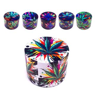 Grinder Polinizador Metal Zinc Leaf  50 mm Mix Color