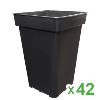 11121 - Maceta Cuadrada Negra 20 x 20 x 27.5 cm. - 7 lt. JBQ (42 ud.)