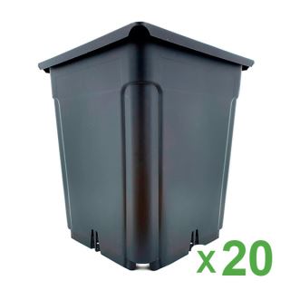 Maceta Cuadrada Negra 20 x 20 x 27.5 cm / 7 lt. Easy Garden 20 ud.