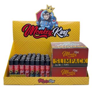 Papel Monkey King Pack King Size Slim Tips & Clipper Red 48 ud.