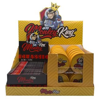 Papel Monkey King Pack King Size Slim Tips & Grinder Yellow 24 ud.
