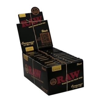 Papel Raw Black  1.1/4 & Tips Connoisseur 24 librillos