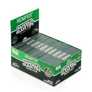 31456I - Papel de Fumar K.S. & Glass Tips 10x6 mm. Unbleached 20 Librillos Hemper