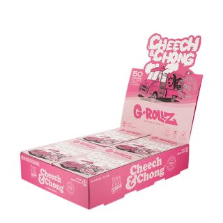 Papel de fumar G-Rollz 1.1/4 Tips & Tray Cheech & Chong Tour Bus Pink 16 librillos