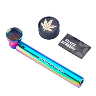 16203 - Pipa Cristal & Metal Rainbow Set Screens & Grinder