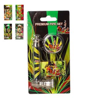 Pipa Metal Tapa Screens & Grinder Rasta 80 mm. Mix Color