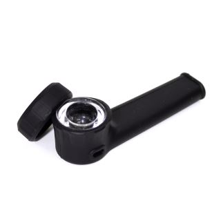 Pipa Silicona & Tapa Glass Bowl Black 90 mm.