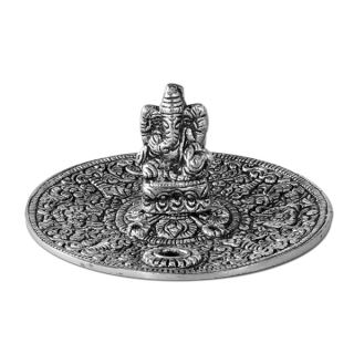 20327B - Porta Incienso Metal Ganesha Ø 11 cm. Silver