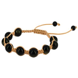 BI299 - Pulsera Shambala Obsidiana Dorada